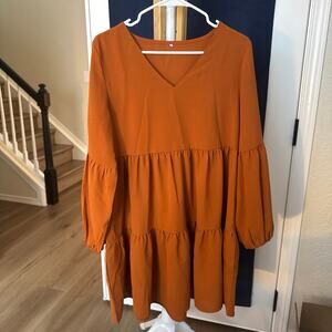 Womens Tunic Dress Long Sleeve V Neck